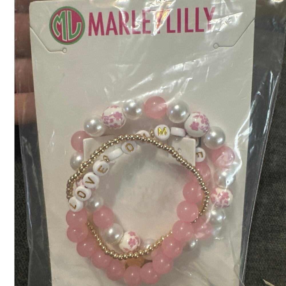 Set of MarleyLilly Monogrammed Love You More Bracelets Monogramed charm ABN New